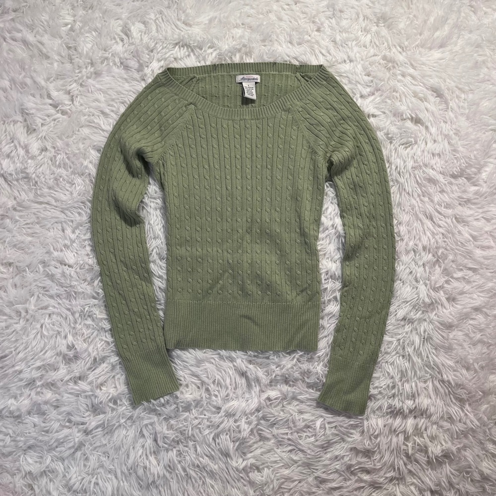 y2k aeropostale light green cable knit sweater large
